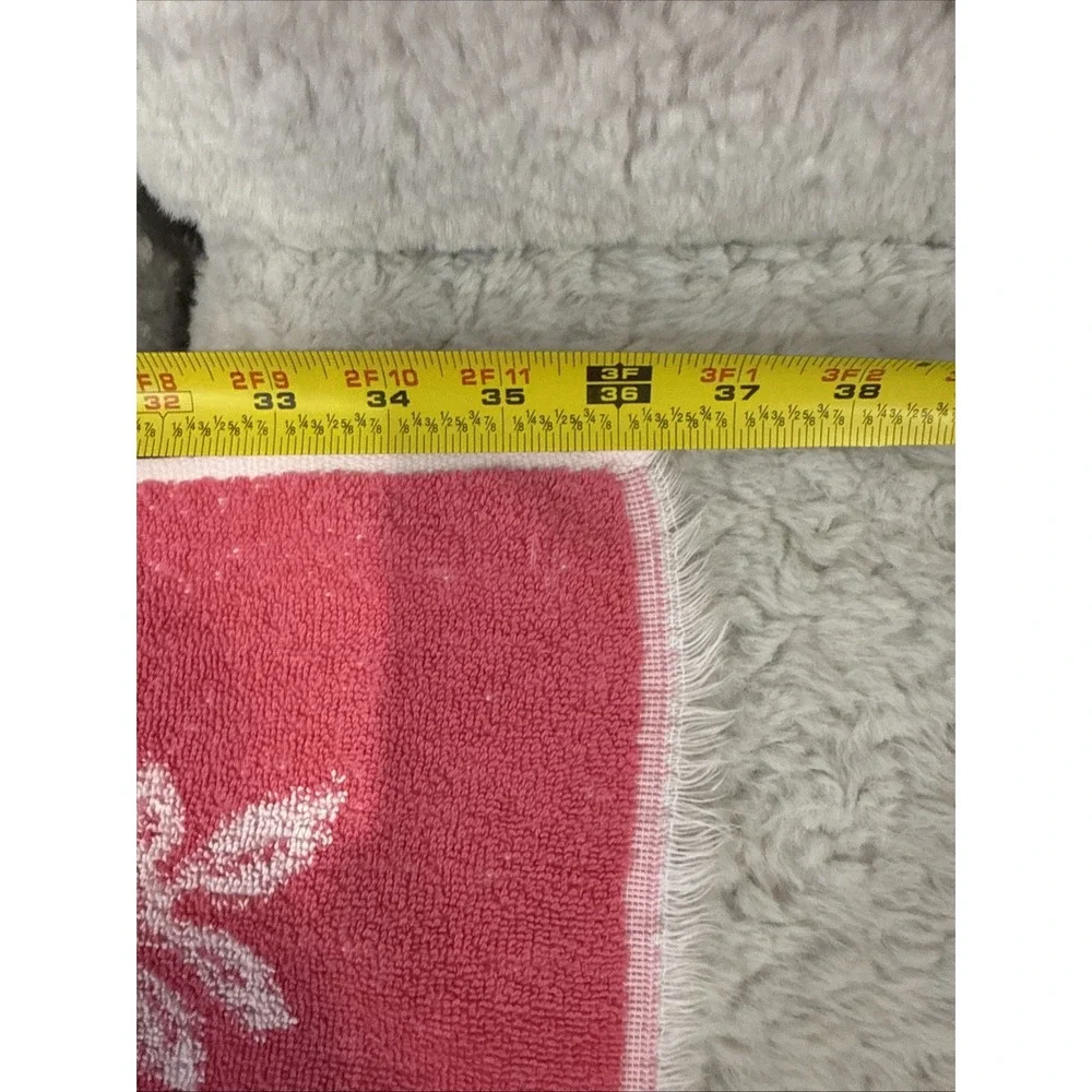 2 Vintage St Mary's Bright Red & Pink Retro Floral Cotton Bath Towels 22x36